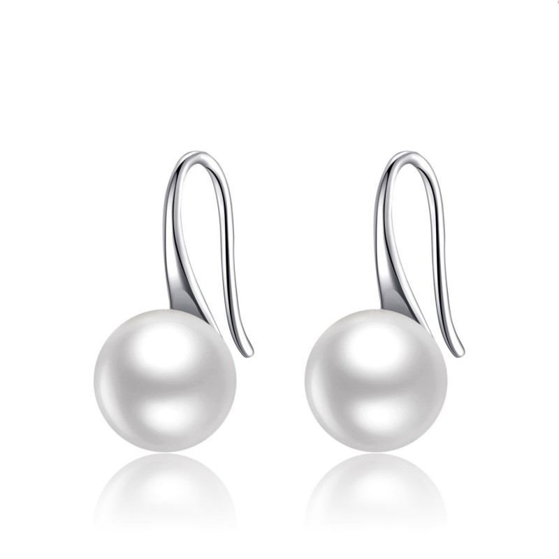 FINEFEY Sterling Silver Freshwater Pearl Hook Earr...