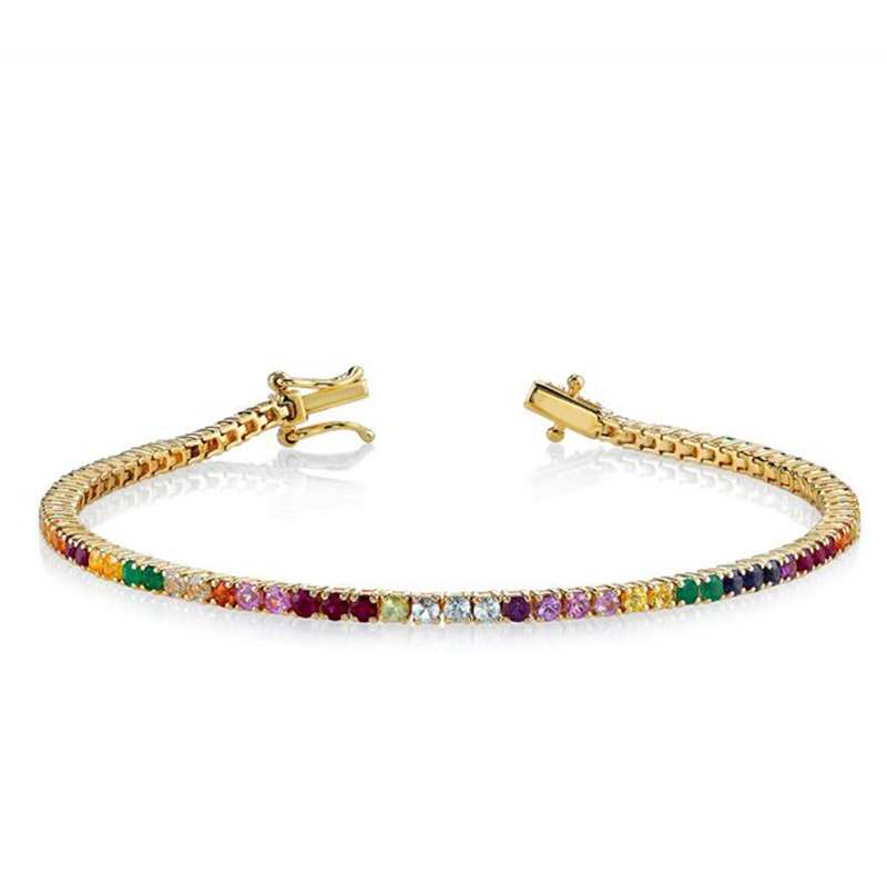 925 Sterling Silver zircon rainbow tennis bracelet