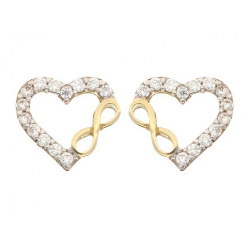 925 Sterling Silver zircon heart infinity stud earrings