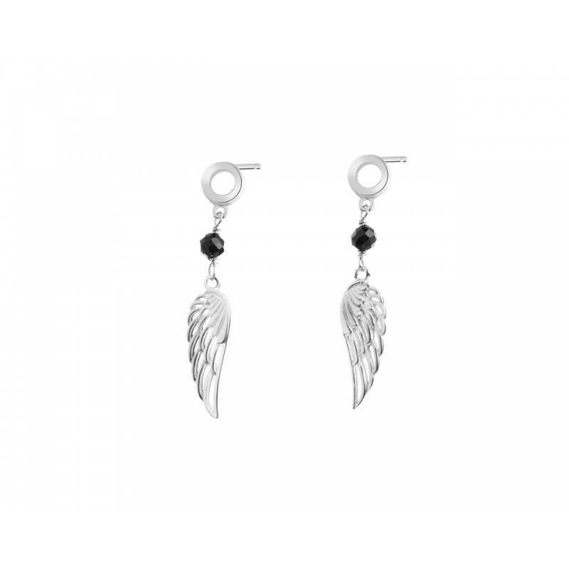 925 Sterling Silver angel wing bead earrings