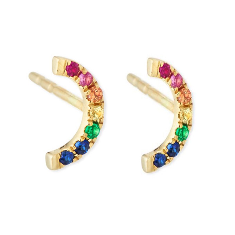 925 Sterling Silver rainbow pave cubic earrings