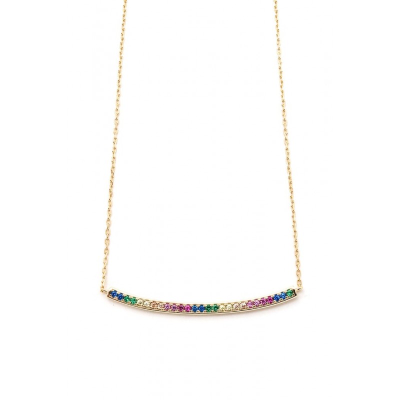 925 Sterling Silver rainbow bar necklace