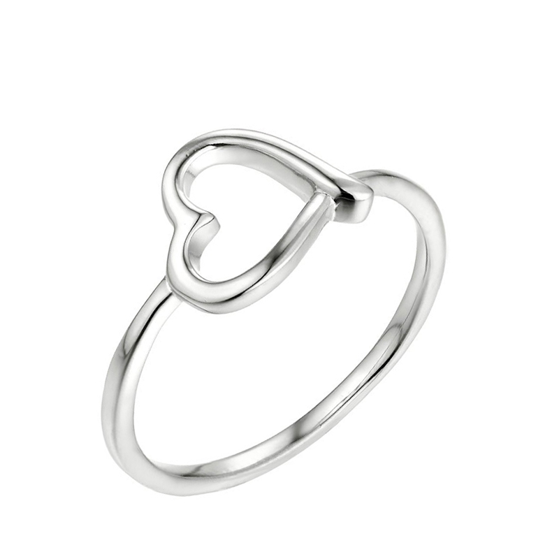 925 Sterling Silver heart plain ring