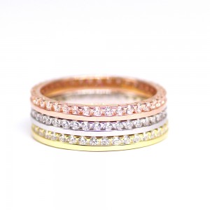 925 Sterling Silver zircon stackable rings (3 tone...