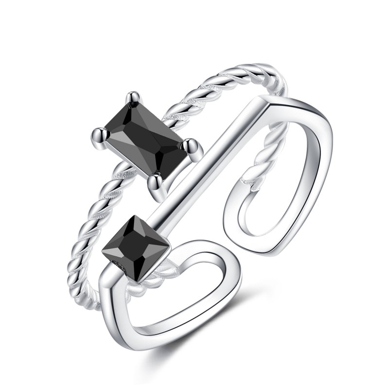 925 Sterling Silver Doule Layers with Princess Cut...