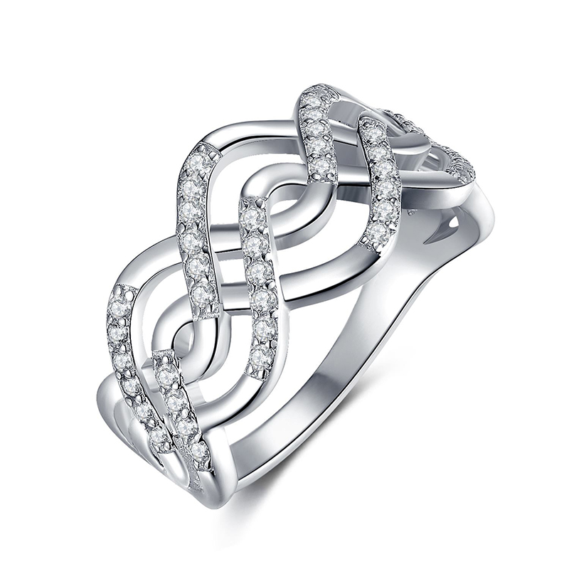 925 Sterling Silver Swirl Infinity with White Zirc...