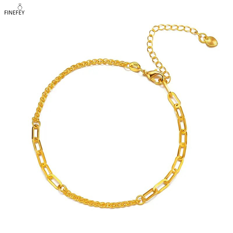 FINEFEY 18K Gold Twisted Hemp Rope Chain Bracelets...