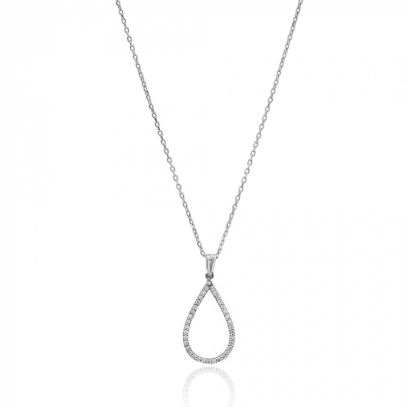 FINEFEY Sterling Silver Zircon Pear Simple Design ...