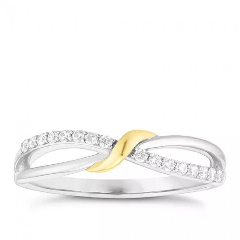 FINEFEY Sterling Silver Gold Plated Cubic Zirconia Infinity Ring