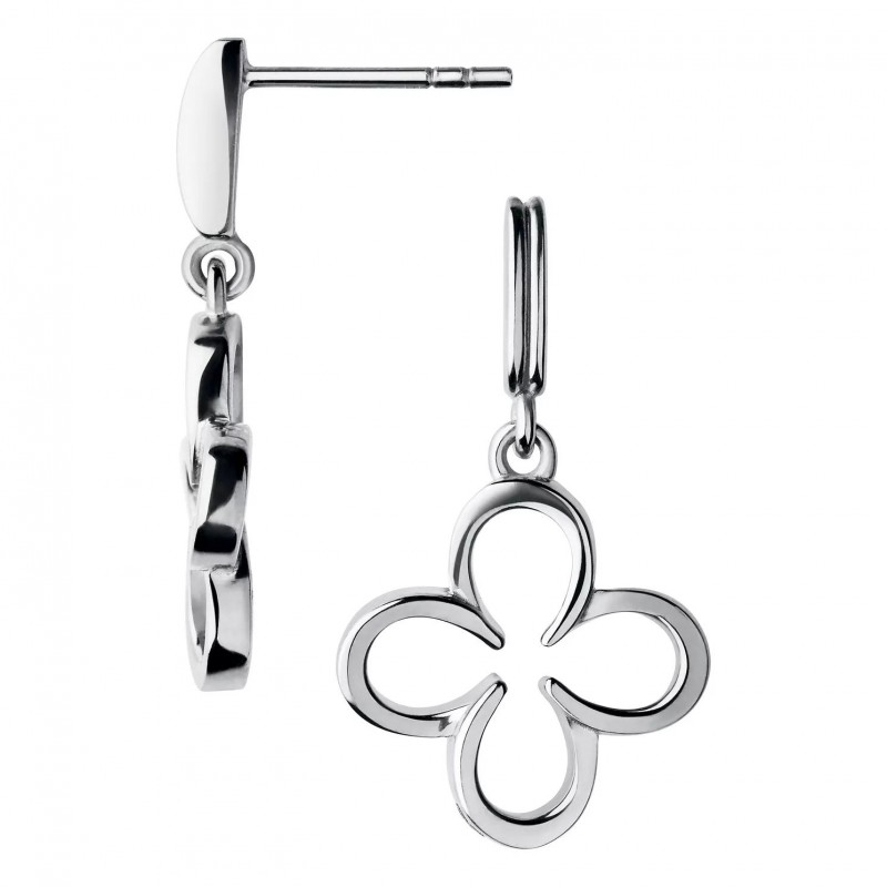 FINEFEY Sterling Silver Plain Clover Motif Earring...