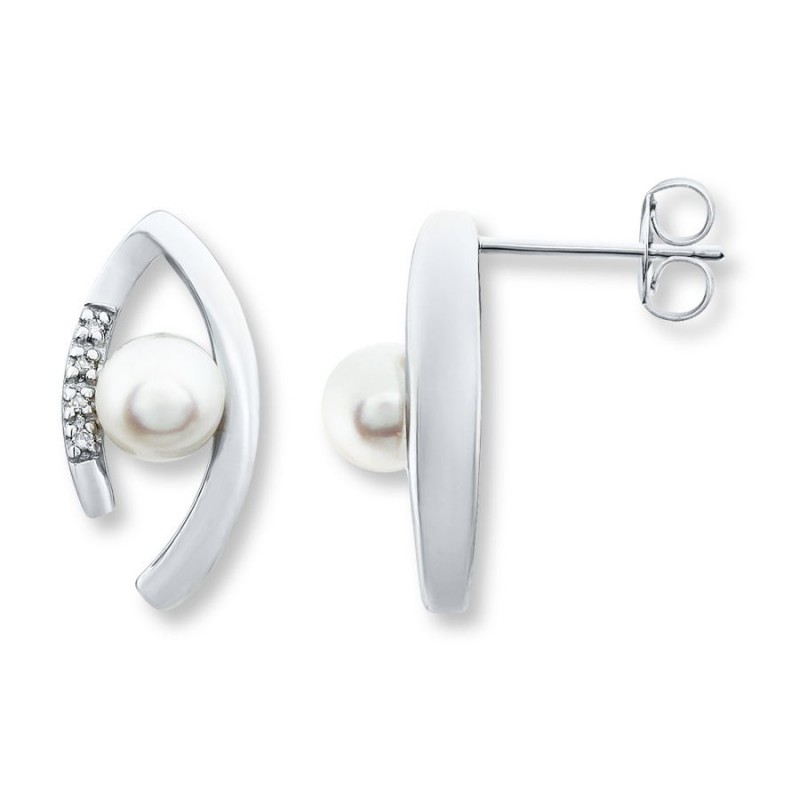 FINEFEY Sterling Silver Pearl Earrings Stud  6MM