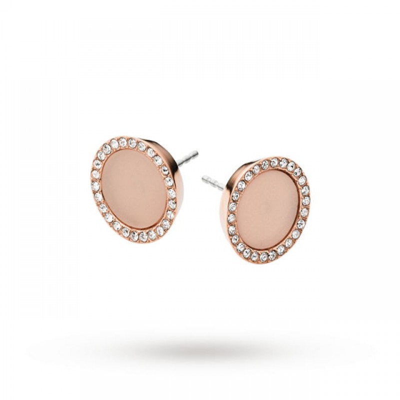 FINEFEY Sterling Silver Zirconia Rose Gold Stud Ea...