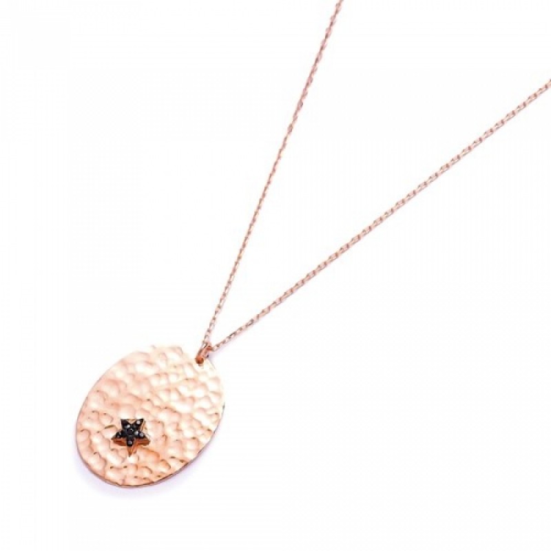 FINEFEY Sterling Silver Rose Gold Plated Black Zir...