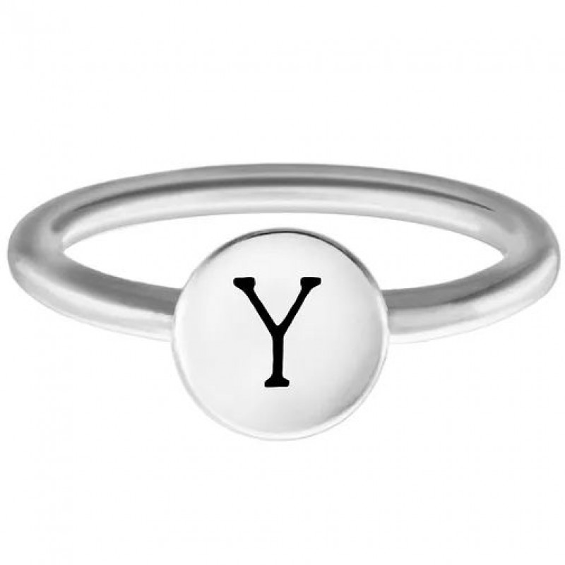 FINEFEY Sterling Silver Y Alphabet Disc Ring 