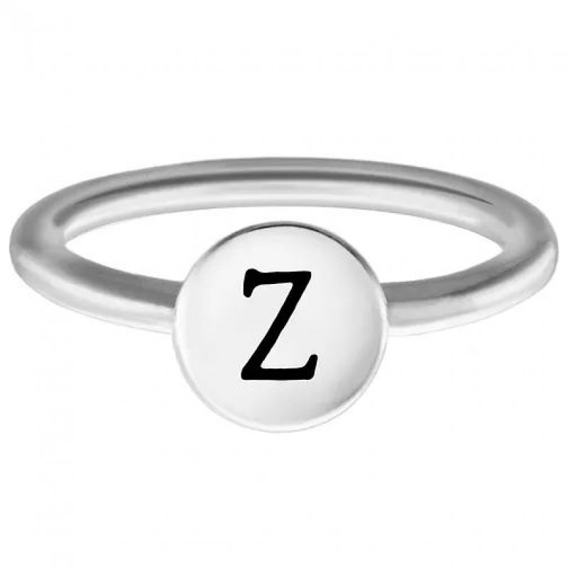 FINEFEY Sterling Silver Z Alphabet Disc Ring 