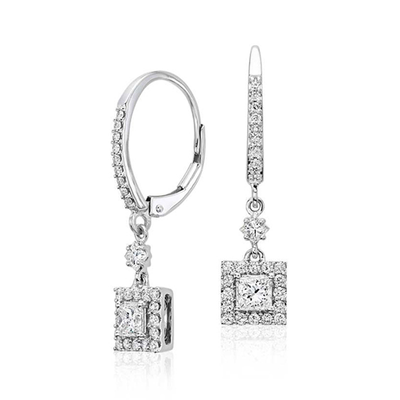 FINEFEY Sterling Silver Skarkle CZ Dangle Huggies ...