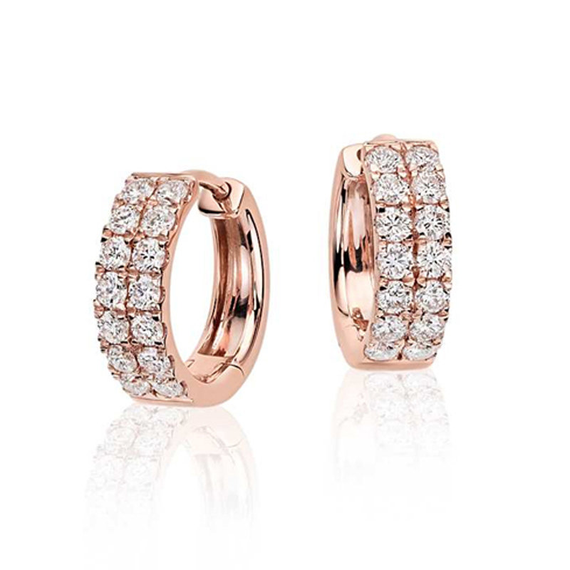 FINEFEY Sterling Silver Rose Gold plated CZ Huggie...