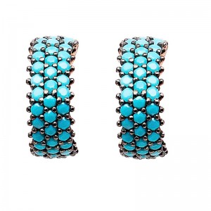  FINEFEY Sterling Silver Gold plating Turquoise CZ...