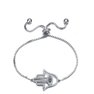FINEFEY Sterling Silver  Hollow Palm Charm Bracelet for Women Girl