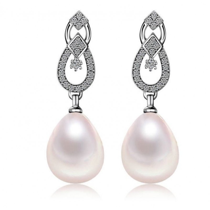 FINEFEY Sterling Silver Pearl with pave cubic CZ  ...