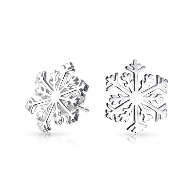 FINEFEY Sterling Silver Snowflake Earrings Stud Fo...