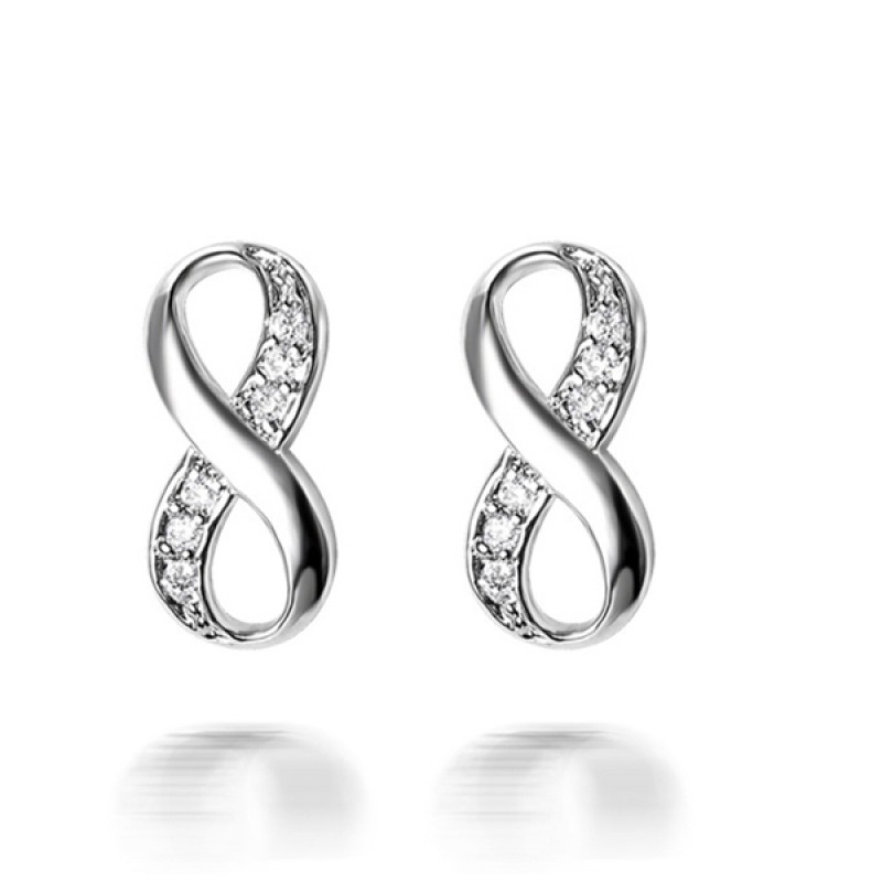 FINEFEY Sterling Silver Infinity CZ Earring Stud F...